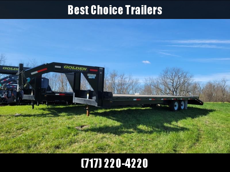 USED 2022 Golden by Corn Pro 102x30' Beavertail Gooseneck Deckover Trailer 14000# GVW * WEDGE FLIPOVER RAMPS + SPRING ASSIST * RUBRAIL/STAKE POCKETS * SPARE TIRE MOUNT * 12K DROP LEG JACK * MUDFLAPS * CHAIN TRAY USED 2022 Golden by Corn Pro 102x30' Beavertail Gooseneck Deckover Trailer 14000# GVW * WEDGE FLIPOVER RAMPS + SPRING ASSIST * RUBRAIL/STAKE POCKETS * SPARE TIRE MOUNT * 12K DROP LEG JACK * MUDFLAPS * CHAIN TRAY