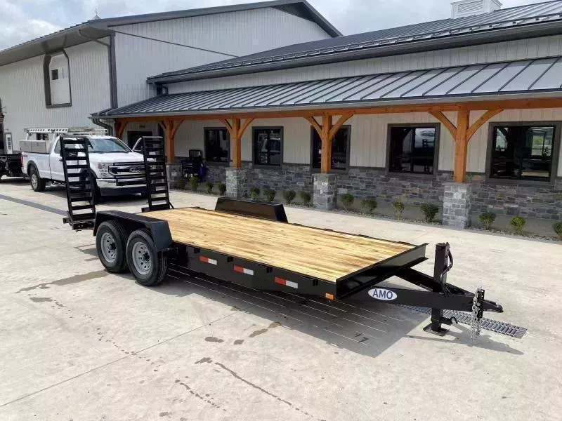 2026 AMO 7x16' Equipment Trailer 12000# GVW * ALL LED LIGHTS * STAND UP RAMPS * BEAVERTAIL * STACKED 6" CHANNEL TONGUE/FRAME * 12K DROP LEG JACK * REMOVABLE FENDERS