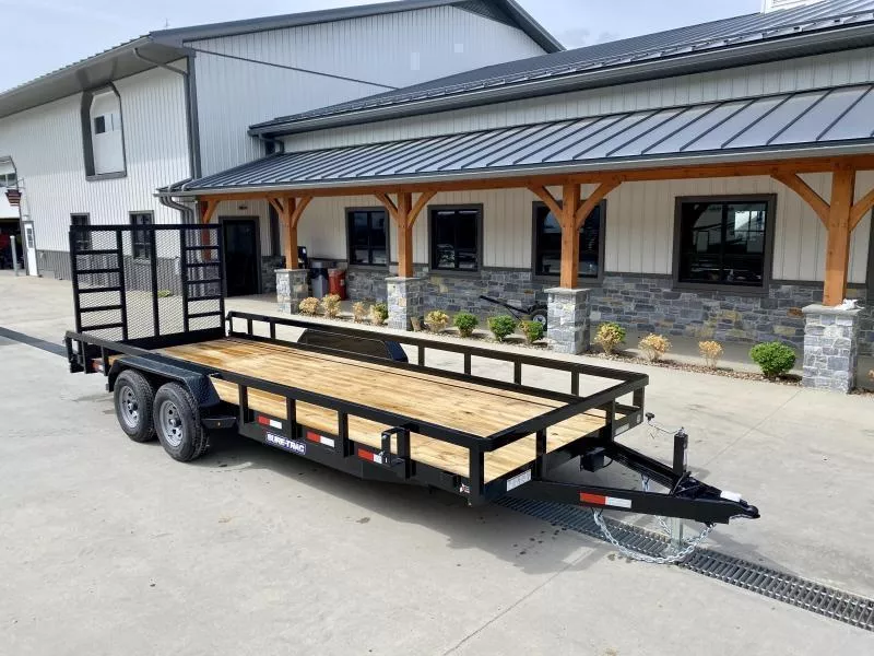 2026 Sure-Trac 7x18 Tube Top Utility Landscape Trailer 9900# GVW * PROFESSIONAL LANDSCAPE SERIES * HD REINFORCED GATE+SPRING ASSIST * 5" TONGUE & FRAME * 7K JACK * 2X3" TUBE TOP RAIL * SPARE MOUNT * PROTECTED WIRING * TRIPLE TONGUE * STAKE POCKETS