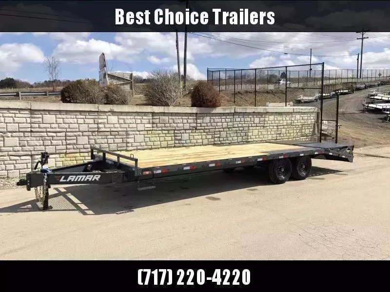 2026 Lamar 102x24' Beavertail Deckover Trailer 14000# GVW * 12K JACK * FULL WIDTH RAMPS + SPRING ASSIST  * CHARCOAL * TOOL TRAY * HD COUPLER * I-BEAM FRAME * 16" O.C. C/M * RUBRAIL/STAKE POCKETS/PIPE SPOOLS