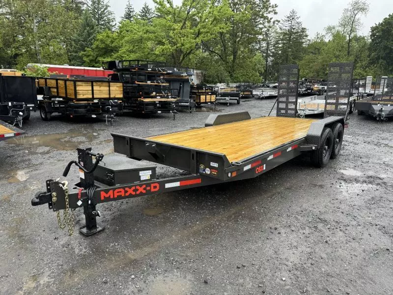 2026 MAXXD 7x20' C6X Equipment Trailer 14000# GVW * STAND UP DELUXE RAMPS * TOOLBOX * WET BLACK * ADJ CAST COUPLER * 12K JACK * RUBRAIL/STAKE POCKETS/D-RINGS