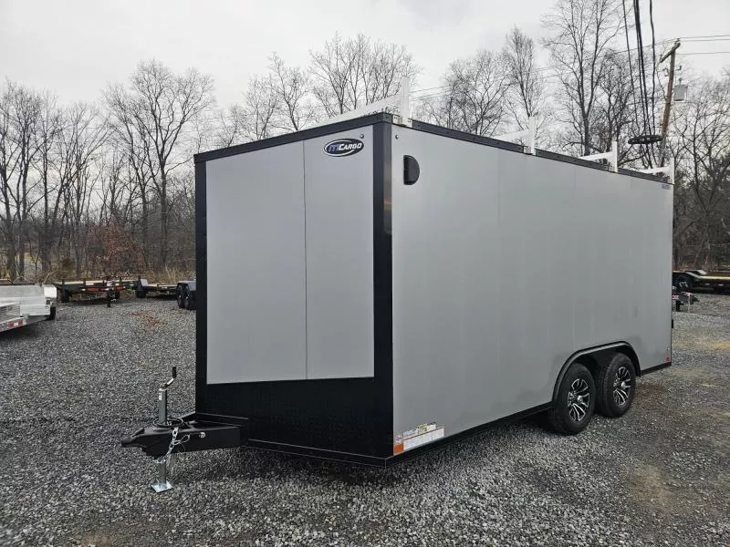 2026 ITI Cargo 8.5x16 Enclosed Cargo Trailer 9990# GVW * SILVER BLACKOUT EXTERIOR * SCREWLESS EXTERIOR * POLYCOR .080 * 7' HEIGHT * 4 LADDER RACKS * ALUMINUM WHEELS * 1 PC ALUMINUM ROOF * TRUCKBED LINER ON TONGUE/SILLS * UNDERCOATED