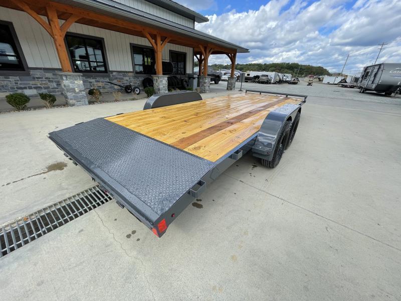 2025 Lamar 7x20 7000# Wood Deck Car Hauler Trailer * CHARCOAL * EXTRA STAKE POCKETS * 5" CHANNEL FRAME * COLD WEATHER HARNESS * REAR RAMPS 2hkgxE40b2a8