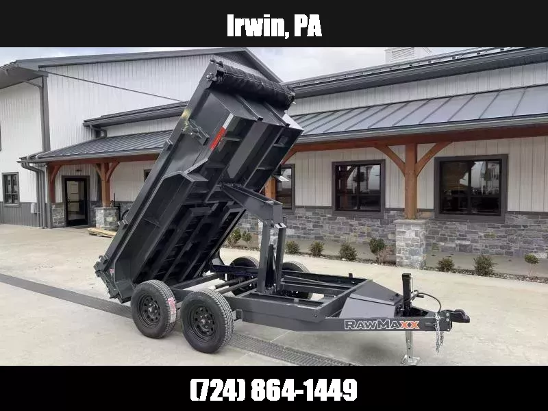 2025 RawMaxx 5x10' Low Profile Hydraulic Dump Trailer 9990# GVW * SCISSOR HOIST * 3-WAY COMBO GATE * UNDERMOUNT RAMPS * ADJUSTABLE COUPLER * 7000# JACK * 110V CHARGER * 5" CHANNEL TONGUE/FRAME/BEDFRAME 1750183944