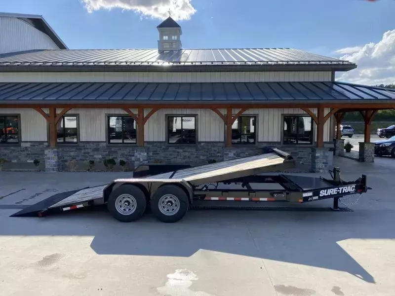 2026 Sure Trac 7x20' Pro Series I-Beam Gravity Tilt Equipment Trailer 15400# GVW * 20' FULL TILT DECK * 8" I-BEAM FRAME * OVERSIZE TOOLBOX * HD COUPLER * 12K 2-SPEED JACK * EXTENDED TONGUE * STOP/CONTROL VALVE