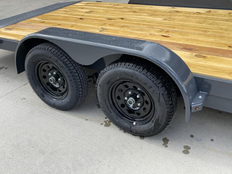 2025 Lamar 7x20 7000# Wood Deck Car Hauler Trailer * CHARCOAL * EXTRA STAKE POCKETS * 5" CHANNEL FRAME * COLD WEATHER HARNESS * REAR RAMPS HLCIC0y16xqu