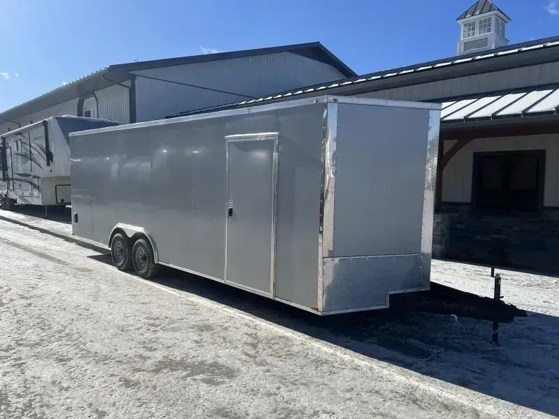 2026 Quality 8.5x24' Enclosed Car Hauler Trailer 9990# GVW * CHARCAOL .080 POLYCOR EXTERIOR * BLACKOUT PKG * ESCAPE DOOR * 7' HEIGHT * SEMI-SCREWLESS * HD RAMP DOOR * PLYWOOD WALLS & FLOORS * TUBE WALL & CEILING STUDS * LED LIGHTS * 16" O.C. WALL & FLOORS