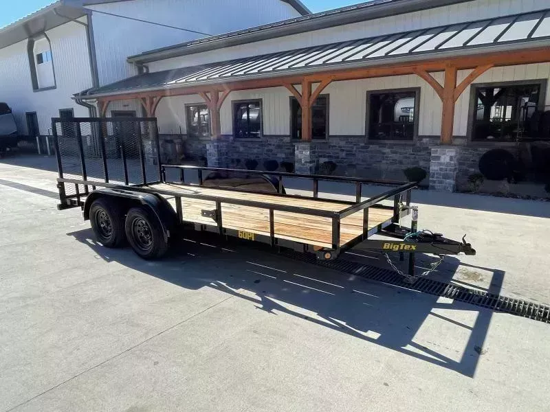 2026 Big Tex Trailers 60PI 6.5X16' Tube Top Landscape Utility Trailer 7000# GVW * SET BACK JACK * 2X2" TUBE TOP RAIL * LED * (4) TIE DOWNS * DEXTER AXLES * SPARE MOUNT