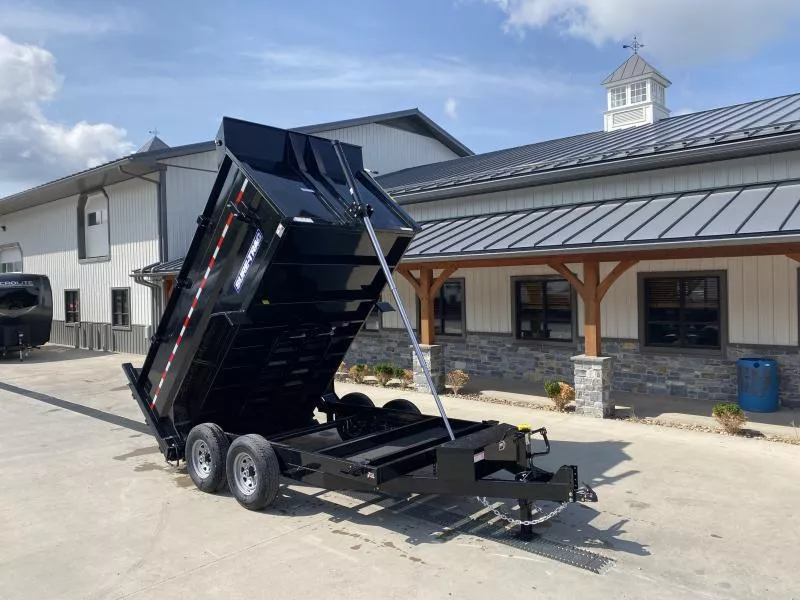 2026 Sure-Trac 7x16' Dump Trailer 14000# GVW * 12K JACK * DELUXE TARP KIT * 4' HIGH SIDES + BULKHEAD * TELESCOPIC HOIST * INTEGRATED KEYWAY * UNDERBODY TOOL TRAY * ADJUSTABLE COUPLER * 110V CHARGER * UNDERMOUNT RAMPS