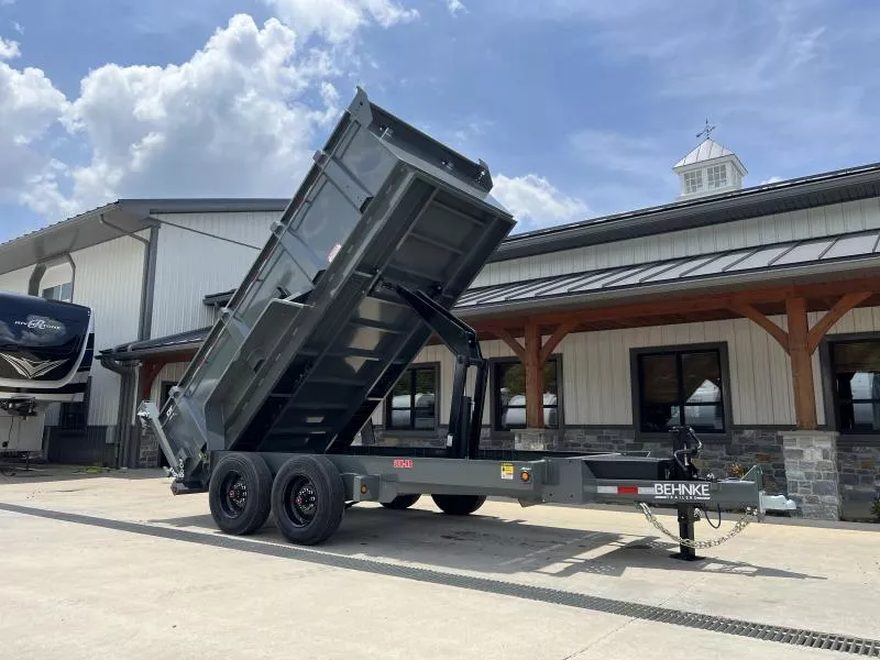 2026 Behnke 7x14' High Side Dump Trailer 20000# GVW * 11-TON 6X20 SCISSOR HOIST * 3' SIDES * DEXTER 10K AXLE UPGRADE * 7GA FLOOR * 235/75/R17.5" 18-PLY TIRES * CHARCOAL * HD FENDERS