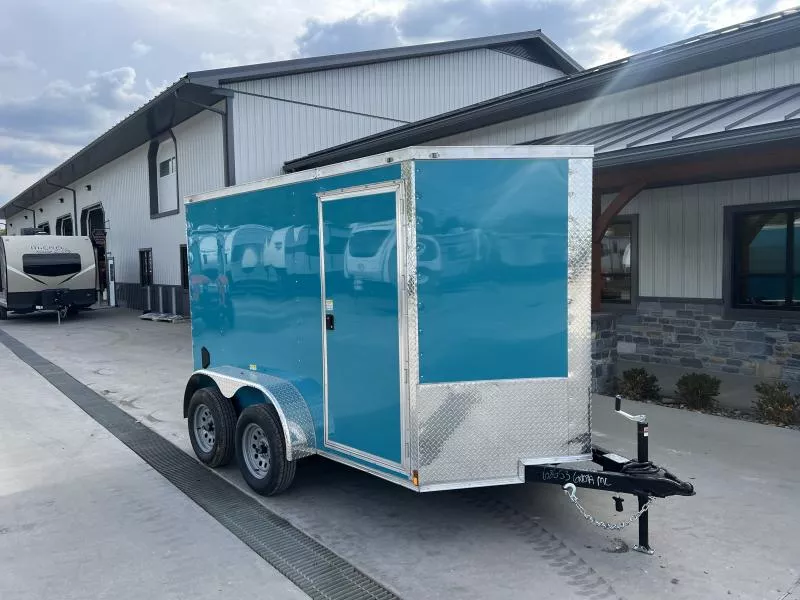 2026 Quality Cargo 6X10 Tandem Axle 7,000 GVW Enclosed Cargo Trailer * WATER BLUE * REAR RAMP DOOR * SIDE MAN DOOR *