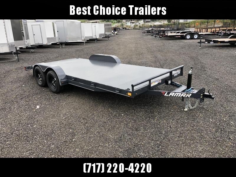 2021 Lamar 7x18 7000# Wood Deck Car Hauler Trailer * 11GA STEEL DECK * ADJUSTABLE COUPLER * DROP LEG JACK * REMOVABLE FENDERS * EXTRA STAKE POCKETS * CHARCOAL * 4 D-RINGS * 5" CHANNEL FRAME * COLD WEATHER HARNESS * REAR RAMPS 2021 Lamar 7x18 7000# Wood Deck Car Hauler Trailer * 11GA STEEL DECK * ADJUSTABLE COUPLER * DROP LEG JACK * REMOVABLE FENDERS * EXTRA STAKE POCKETS * CHARCOAL * 4 D-RINGS * 5" CHANNEL FRAME * COLD WEATHER HARNESS * REAR RAMPS