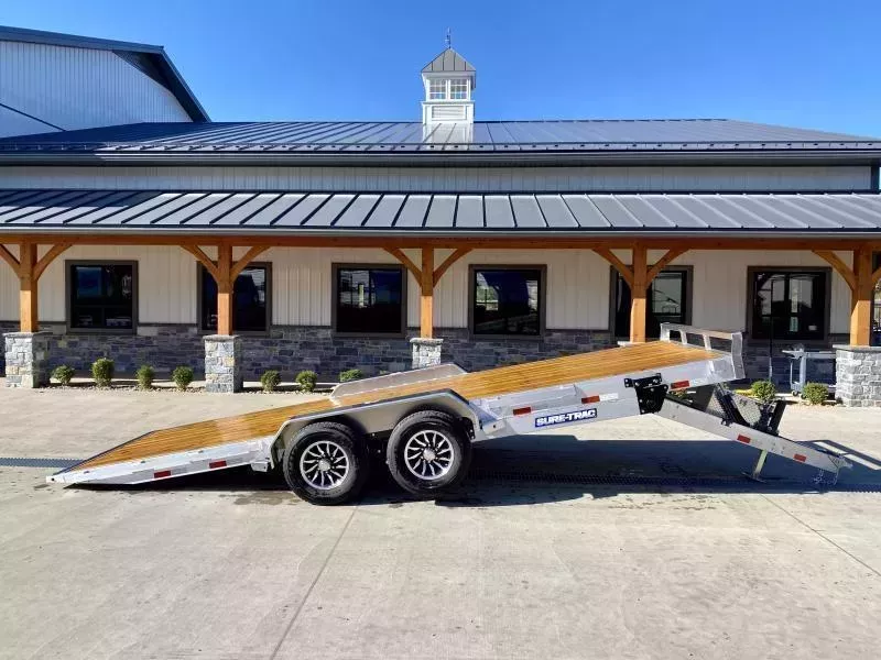 2026 Sure Trac 7x20' Aluminum Power Tilt Car Hauler Trailer 9990# GVW * POWER TILT * ALUMINUM TOOLBOX * 8" CHANNEL FRAME * REMOVABLE FENDERS * ALUMINUM WHEELS * DROP JACK