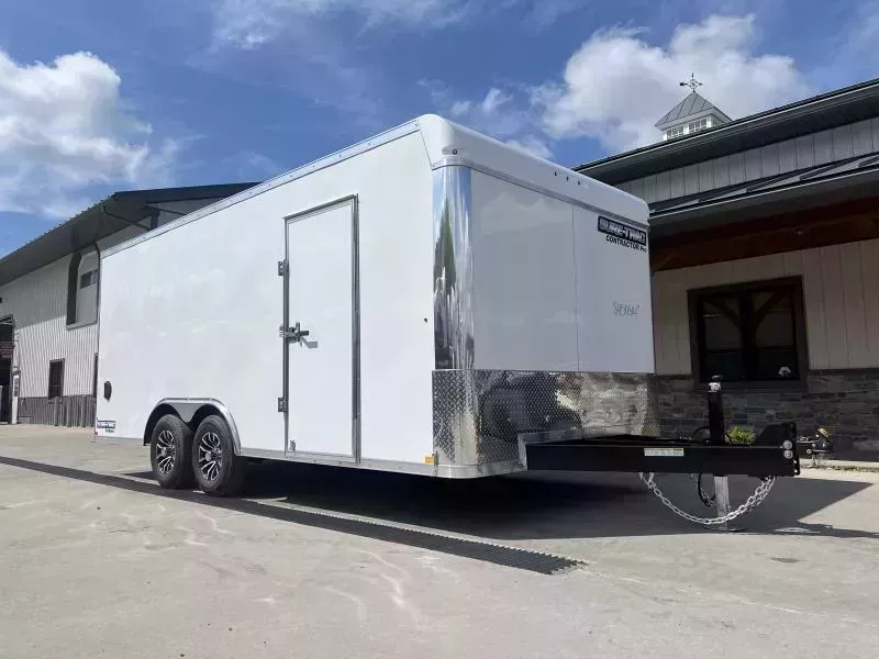 2025 Sure-Trac 8.5x20' Enclosed Contractor Pro 9900# GVW * OVERHEAD CABINETS * KICKPLATE * SHELF * PLANK FLOOR * RAMP DOOR W/ KNIFE EDGE * COMMERCIAL - IDEAL FOR LANDSCAPER * 5200# AXLES * TORSION * SCREWLESS * EXT TONGUE * ADJUSTABLE COUPLER * BULLNOSE
