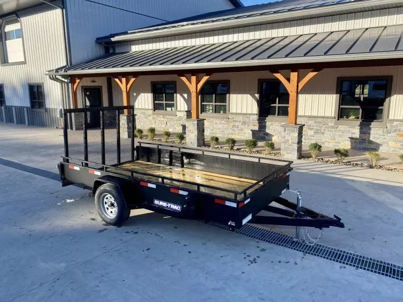 2026 Sure-Trac 6x12' Solid Side Utility Landscape Trailer 2990# GVW * 2X2" TUBE GATE C/M + SPRING ASSIST * FOLD FLAT GATE * TOOLESS GATE REMOVAL * SPARE MOUNT * PROTECTED WIRING * SET BACK JACK * HD FENDERS * TUBE BUMPER * HIGH SIDE