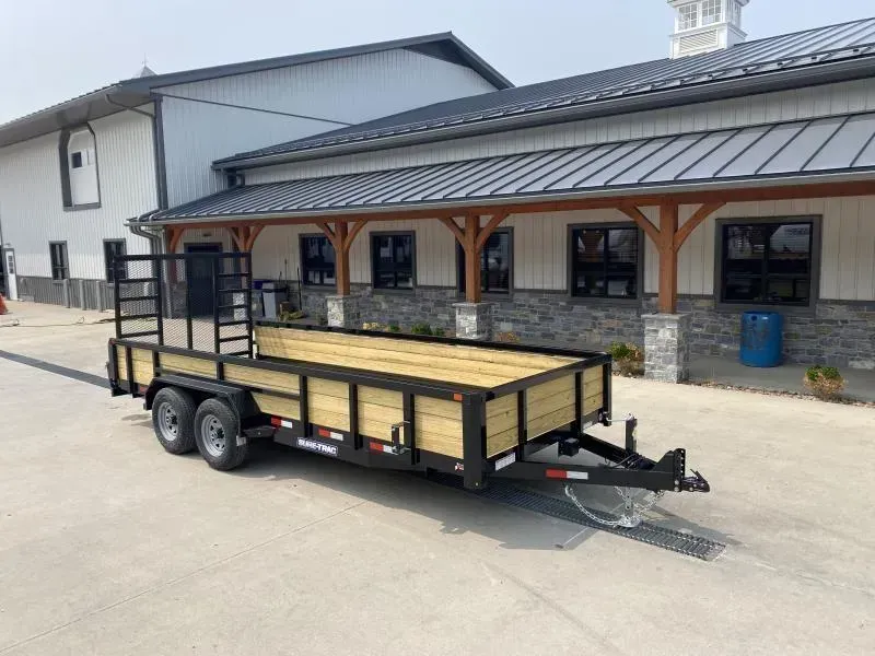 2026 Sure-Trac 7x18' High Side Utility Landscape Trailer 9900# GVW * 5200# AXLES * ADJUSTABLE COUPLER * 5' HD GATE * 24" 3-BOARD HIGH SIDE * 2X3" TUBE TOP RAIL * SPRING ASSIST + FOLD FLAT GATE * 5" TONGUE AND FRAME * 7K DROP LEG JACK