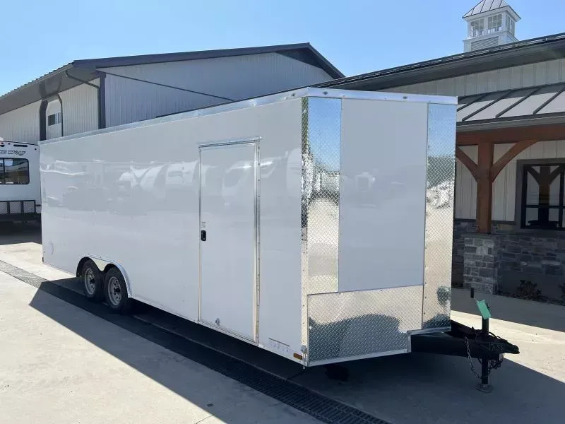 2026 Xtreme Cargo 8.5x24 Enclosed Car Hauler Trailer 7000# GVW * 7' HEIGHT UTV PKG * WHITE EXTERIOR * .080 POLYCOR SEMI-SCREWLESS * RV DOOR * PLYWOOD WALLS AND FLOOR * TUBE STUDS * D-RINGS * 6" TUBE FRAME