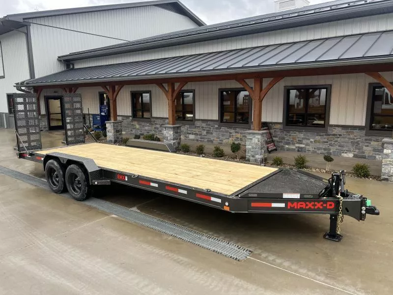 2026 MAXXD 7x24' EHX Equipment Trailer 16000# GVW * RUBRAIL/CHAIN SPOOLS * 8000 AXLES * I-BEAM CROSSMEMBERS & FRAME * STAND UP DELUXE RAMPS * 17.5" 16-PLY TIRES * OVERSIZE TOOLBOX * METALLIC GREY * HD FENDERS * ADJ CAST COUPLER * 12K JACK