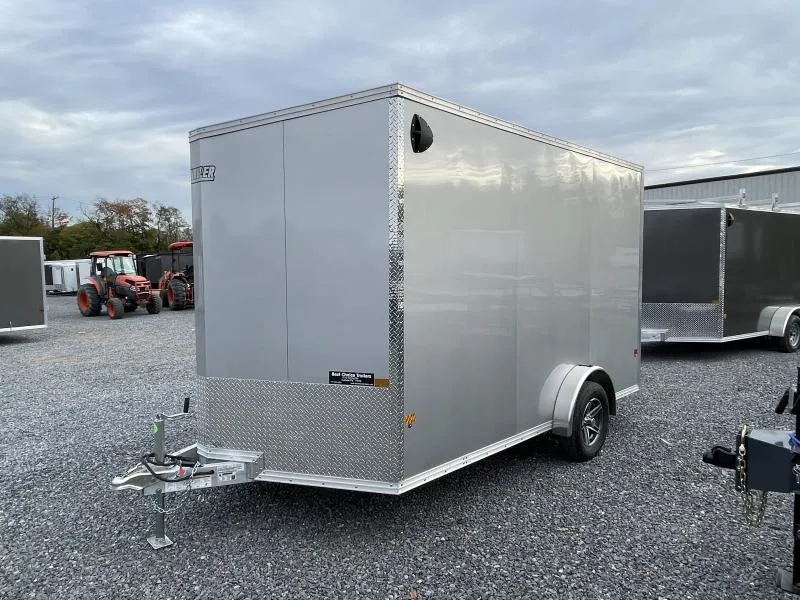 2026 EZ Hauler 7x12' Aluminum Enclosed Cargo Trailer 3500# GVW * ELECTRIC BRAKES * SILVER .080 POLYCOR EXTERIOR * 7' INTERIOR HEIGHT * ALUMINUM FRAME * RAMP DOOR * 16" O/C WALLS * 1 PC ROOF * SCREWLESS * ALUMINUM WHEELS