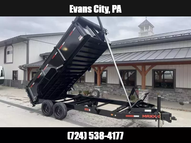 2026 MAXXD 7x16' DTX Dump Trailer 16000# GVW * 8000# AXLES * HYDRAULIC JACK * 3' HIGH SIDES * 144" 11-TON TELESCOPIC HOIST * 8"/15# I-BEAM FRAME * 10GA WALLS & 7GA FLOOR * 12" O.C. CROSSMEMBERS * WIRELESS REMOTE * HD TOP RAIL * TARP * JACKSTANDS 1750183933