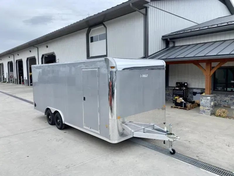 2026 E-Z Hauler 8.5x20' Aluminum Enclosed Car Hauler 7000# GVW * CHARCOAL .080 POLYCOR EXTERIOR * V-NOSE * ALUMINUM WHEELS * ALUMINUM FRAME * 16" O/C * SCREWLESS * ONE PC ROOF * 4 D-RINGS * BEAVERTAIL
