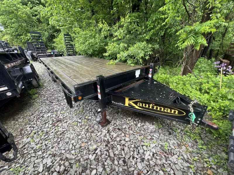 USED Kaufman Trailers 102x23' Beavertail Deckover Trailer 16000 GVW * STAND UP RAMPS * DROP IN TOOLBOX * I-BEAM FRAME * ADJUSTABLE COUPLER * STAKE POCKETS + RUB RAILS