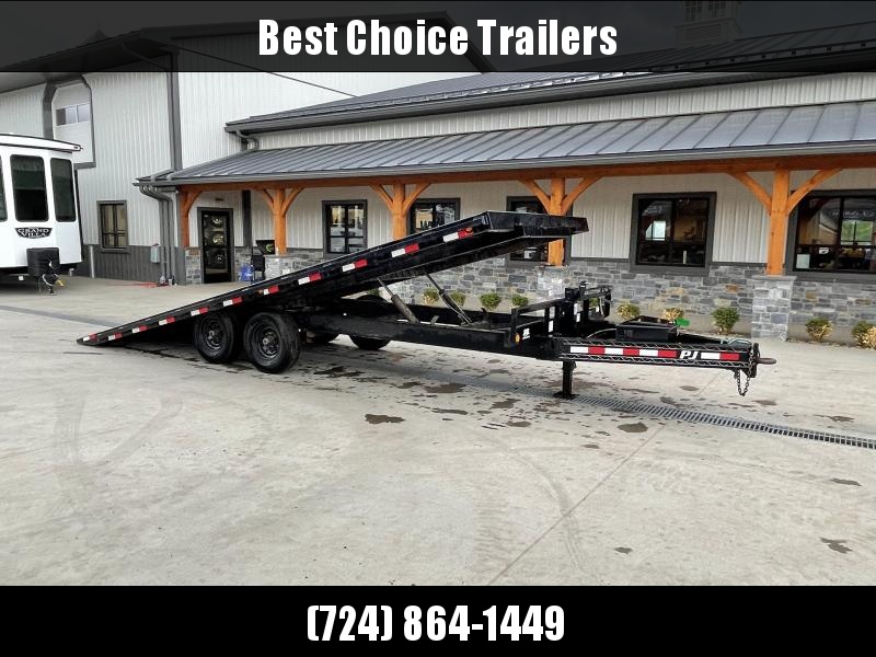 USED 2017 PJ 102x22' Power TIlt Deckover Trailer 14000# GVW * NEW RUBBER * WINCH PLATE * CHAIN TRAY * DUAL PISTON * POWER UP/POWER DOWN * SOLAR CHARGER USED 2017 PJ 102x22' Power TIlt Deckover Trailer 14000# GVW * NEW RUBBER * WINCH PLATE * CHAIN TRAY * DUAL PISTON * POWER UP/POWER DOWN * SOLAR CHARGER