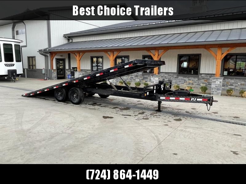 USED 2017 PJ 102x22' Power TIlt Deckover Trailer 14000# GVW * NEW RUBBER * WINCH PLATE * CHAIN TRAY * DUAL PISTON * POWER UP/POWER DOWN * SOLAR CHARGER USED 2017 PJ 102x22' Power TIlt Deckover Trailer 14000# GVW * NEW RUBBER * WINCH PLATE * CHAIN TRAY * DUAL PISTON * POWER UP/POWER DOWN * SOLAR CHARGER