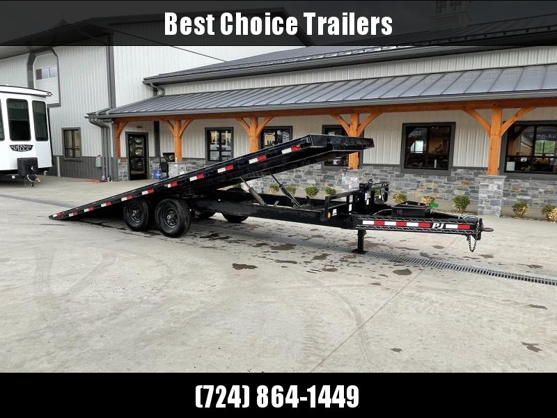USED 2017 PJ 102x22' Power TIlt Deckover Trailer 14000# GVW * NEW RUBBER * WINCH PLATE * CHAIN TRAY * DUAL PISTON * POWER UP/POWER DOWN * SOLAR CHARGER USED 2017 PJ 102x22' Power TIlt Deckover Trailer 14000# GVW * NEW RUBBER * WINCH PLATE * CHAIN TRAY * DUAL PISTON * POWER UP/POWER DOWN * SOLAR CHARGER