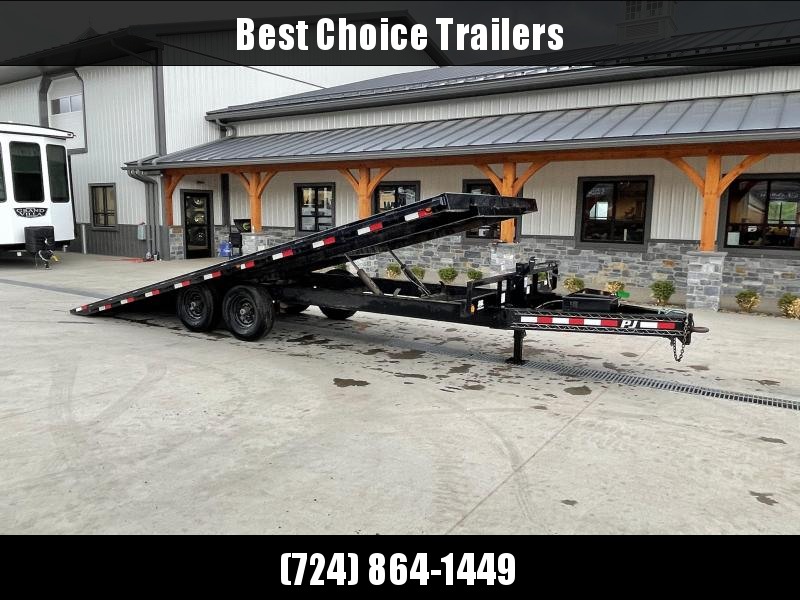USED 2017 PJ 102x22' Power TIlt Deckover Trailer 14000# GVW * NEW RUBBER * WINCH PLATE * CHAIN TRAY * DUAL PISTON * POWER UP/POWER DOWN * SOLAR CHARGER USED 2017 PJ 102x22' Power TIlt Deckover Trailer 14000# GVW * NEW RUBBER * WINCH PLATE * CHAIN TRAY * DUAL PISTON * POWER UP/POWER DOWN * SOLAR CHARGER