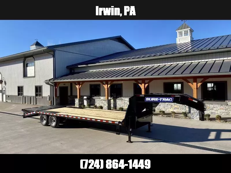2026 Sure-Trac 102x25' Gooseneck Beavertail Deckover Trailer 15000# GVW * FULL WIDTH RAMPS (STAND UP OR FLIPOVER) * DUAL 12K JACKS * FULL TOOLBOX * 12" I-BEAM MAINFRAME * PIERCED FRAME * RUBRAIL/STAKE POCKETS/PIPE SPOOLS/10 D-RINGS * CROSS TRAC BRACING 1753388522