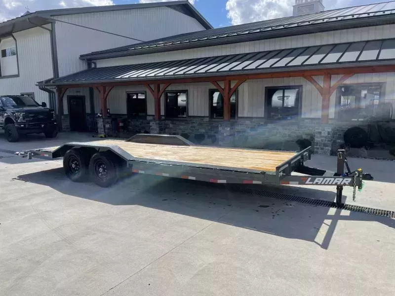 2026 Lamar 102x22' Car Hauler Trailer 14000# GVW * TOOLBOX * 4' DOVETAIL * WINCH PLATE * D-RINGS * REAR JACKSTANDS * CHARCOAL * 102" DECK * DRIVE OVER FENDERS