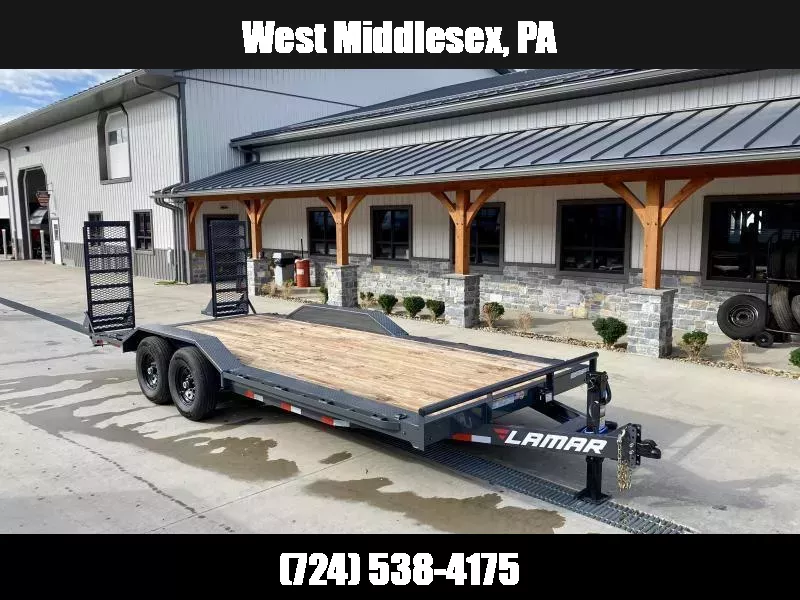 2025 Lamar 102x20' Equipment Trailer 14000# GVW * DELUXE RAMPS * CHARCOAL * 102" DECK * DRIVE OVER FENDERS * CHARCOAL * D-RINGS  1750183935