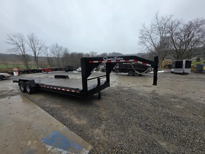 2022 Quality Trailers 7X26 15,000 GVW Gooseneck Split tilt Equipment Trailer * D-RINGS * STAKE POCKETS & RUBRAILS * 