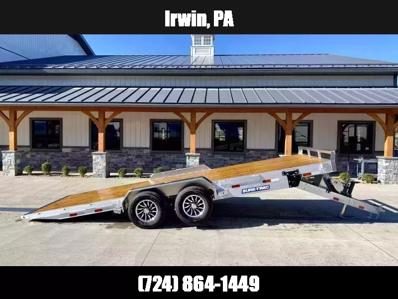 2026 Sure Trac 7x22' Aluminum Power Tilt Car Hauler Trailer 14000# GVW * POWER TILT * ALUMINUM TOOLBOX * 8" CHANNEL FRAME * REMOVABLE FENDERS * ALUMINUM WHEELS * 12K DROP JACK * ADJUSTABLE COUPLER * 4" CHANNEL CROSSMEMBERS 1763092101