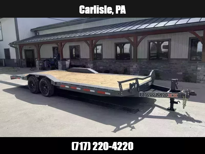 2026 RawMaxx 102x24' Buggy Car Hauler Trailer 14000# GVW * 102" DECK W/ DRIVE OVER FENDERS * TOOLBOX * DEXTER AXLES * RUBRAIL/CHAIN SPOOLS/STAKE POCKETS/D-RINGS 1760640234