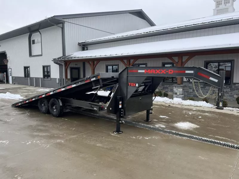 2026 MAXXD 102x22' TOX Gooseneck Power Tilt Deckover Trailer 14000# GVW * WINCH PLATE * I-BEAM FRAME * PIERCED I-BEAM BED FRAME * WIRELESS REMOTE * METALLIC GREY POWDERCOAT