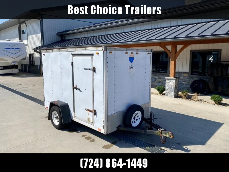 USED Interstate 6x10' Enclosed Cargo Trailer 2990# GVW * BARN DOOR * WHITE * SPARE TIRE * PLYWOOD USED Interstate 6x10' Enclosed Cargo Trailer 2990# GVW * BARN DOOR * WHITE * SPARE TIRE * PLYWOOD