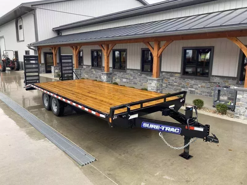 2026 Sure-Trac 102x22 Beavertail Deckover Trailer 15000# GVW * HD 4" CHANNEL STAND UP RAMPS + SPRING ASSIST * 10" I-BEAM MAINFRAME * CHANNEL SIDE RAIL * RUBRAIL/STAKE POCKETS/D-RINGS * ADJUSTABLE COUPLER * 12K DROP LEG JACK * LED'S