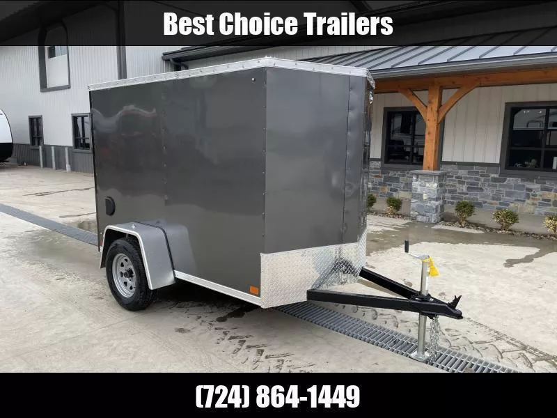 2026 ITI Cargo 5x8' Enclosed Cargo Trailer 2990# GVW * CHARCOAL BLACKOUT EXTERIOR * SCREWLESS .030 EXTERIOR * BLACK ALUMINUM WHEELS * 16" O.C. WALLS * 1 PC ROOF * TRUCKBED LINER ON TONGUE AND SILLS * 4" FRAME * UNDERCOATED * VAPOR BARRIER
