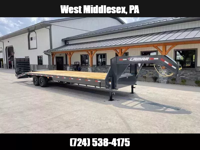 2026 Lamar Trailers 102x40' HD Gooseneck Deckover Trailer 14000# GVW * 12" I-BEAM * FULL WIDTH RAMPS * FRONT TOOLBOX * DUAL JACKS * CHARCOAL 1759354910