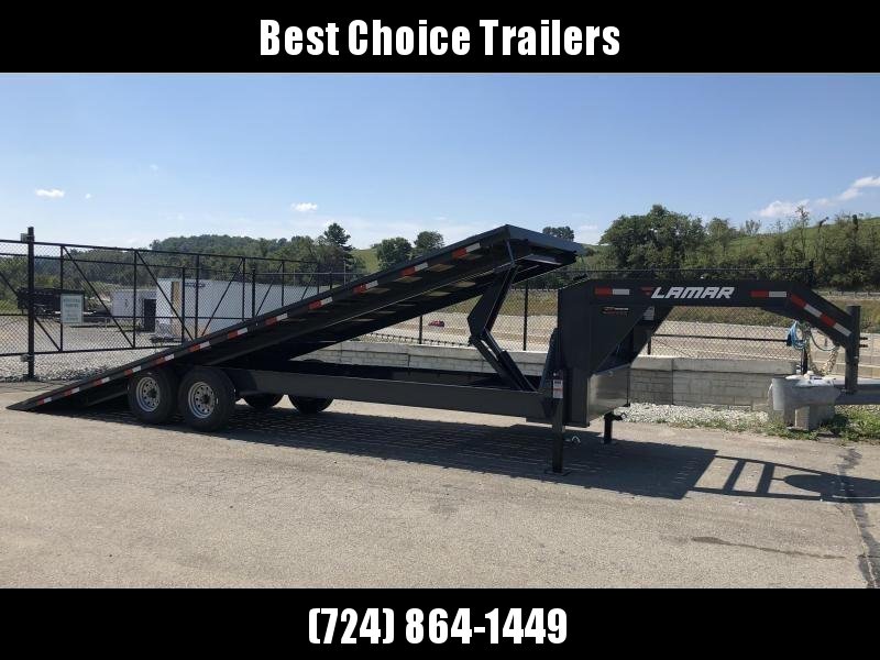2023 Lamar 102x26' Gooseneck Deckover Power Tilt Trailer 21000# GVW * TRIPLE 7000# AXLES * SCISSOR HOIST UPGRADE * SPARE TIRE * FRONT TOOLBOX * CHARCOAL POWDERCOAT * 10" I-BEAM FRAME+NECK * 6" CHANNEL BED RUNNER * WINCH PLATE * DUAL JACKS 2023 Lamar 102x26' Gooseneck Deckover Power Tilt Trailer 21000# GVW * TRIPLE 7000# AXLES * SCISSOR HOIST UPGRADE * SPARE TIRE * FRONT TOOLBOX * CHARCOAL POWDERCOAT * 10" I-BEAM FRAME+NECK * 6" CHANNEL BED RUNNER * WINCH PLATE * DUAL JACKS