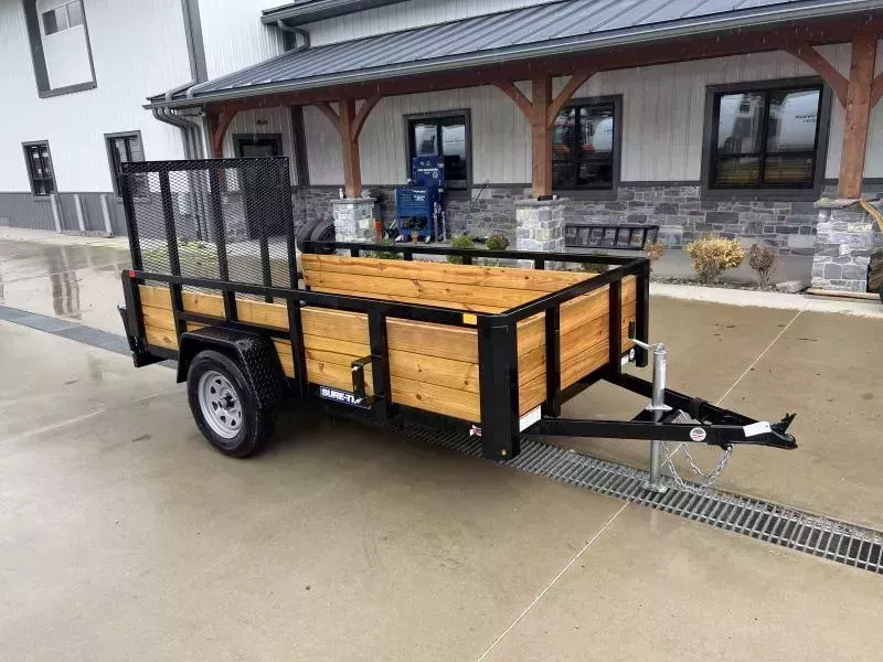2026 Sure-Trac 5x10' High Side Utility Landscape Trailer 2990# GVW * 24" 3-BOARD HIGH SIDE * 2" TUBE TOP RAIL * 2X2" TUBE GATE C/M + SPRING ASSIST + FOLD FLAT * TOOLESS GATE REMOVAL * SPARE MOUNT * PROTECTED WIRING * SET BACK JACK *