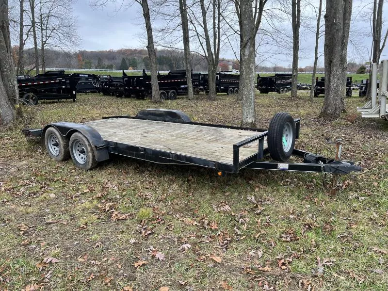 USED Lone Wolf Trailer 7X18 7000 GVW CAR HAULER * SLIDE IN RAMPS * STAKE POCKETS * SPARE TIRE *
