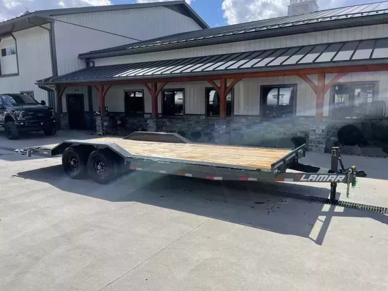 2026 Lamar 102x22' Car Hauler Trailer 14000# GVW * SLIDE IN RAMPS * CHARCOAL * 102" DECK * DRIVE OVER FENDERS * CHARCOAL