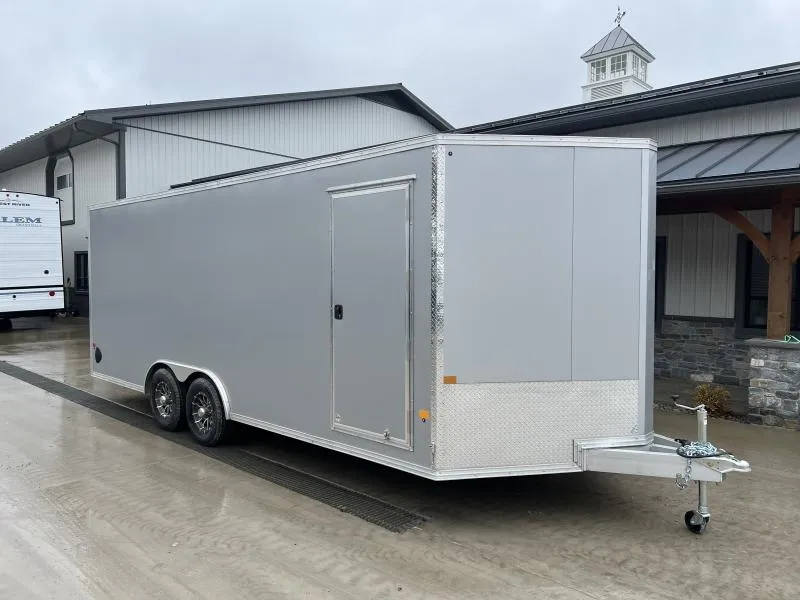2026 E-Z Hauler 8.5x20' Aluminum Enclosed Car Hauler 9990# GVW * CHARCOAL .080 POLYCOR EXTERIOR * FULL ESCAPE DOOR * VINYL WALLS * ALUMINUM WHEELS * ALUMINUM FRAME * 16" O/C * SCREWLESS * ONE PC ROOF * 4 D-RINGS * BEAVERTAIL