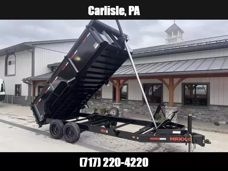 2026 MAXXD 7x16' DTX Dump Trailer 16000# GVW * DEXTER 8000# AXLES * SOLAR * HYDRAULIC JACK * 3' HIGH SIDES * 144" 11-TON TELESCOPIC HOIST * 8"/15# I-BEAM FRAME * 10GA WALLS & 7GA FLOOR * 12" O.C. CROSSMEMBERS * WIRELESS * HD TOP RAIL * TARP * JACKSTANDS 1761843732