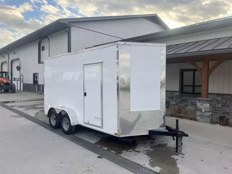 2026 Xtreme Cargo 7x14 Enclosed Cargo Trailer 7000# GVW * 7' HEIGHT UTV PKG * 16" O.C. FLOOR AND WALLS * WHITE .080 POLYCOR SEMI-SCREWLESS EXTERIOR * RV DOOR * PLYWOOD WALLS AND FLOOR * TUBE STUDS