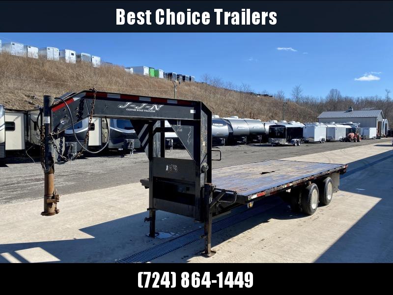 USED 2005 JJN 102x25' Gooseneck Deckover 24000# GVW * 14-PLY TIRES * EXTENDED NECK * TOOL TRAY * STRIGHT DECK * DUAL JACKS * TANDEM DUALS * RUBRAIL/STAKE POCKETS USED 2005 JJN 102x25' Gooseneck Deckover 24000# GVW * 14-PLY TIRES * EXTENDED NECK * TOOL TRAY * STRIGHT DECK * DUAL JACKS * TANDEM DUALS * RUBRAIL/STAKE POCKETS