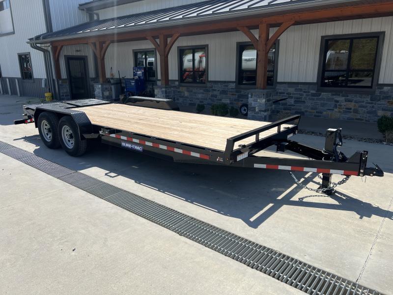 2025 Sure-Trac 7x20' Equipment Trailer 14000# GVW * FULL WIDTH RAMPS W/ SPRING ASSIST * 12K JACK * RUBRAIL/STAKE POCKETS/D-RINGS * SPARE MOUNT
